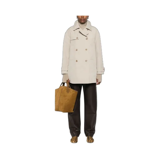 Double-Breasted Zip-Detail Coat