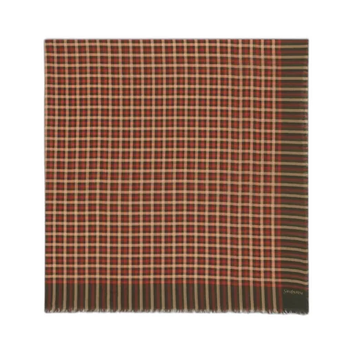 Large Square Scarf In Madras Wool Twill