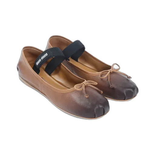 Bow-Detail Elastic-Strap Ballet Flats
