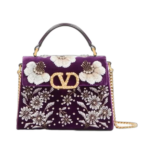 Valentino Garavani Mini Vsling Embroidered Handbag With Jewel Logo