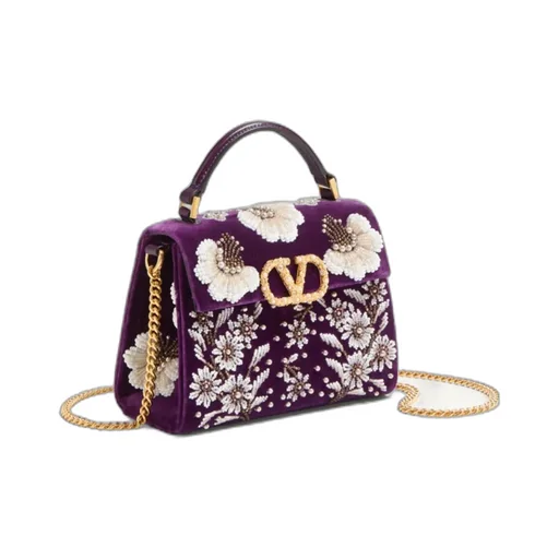 Valentino Garavani Mini Vsling Embroidered Handbag With Jewel Logo