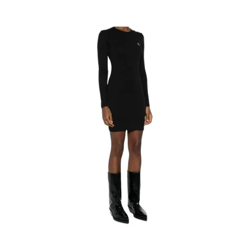 Logo-Plaque Long-Sleeve Mini Dress
