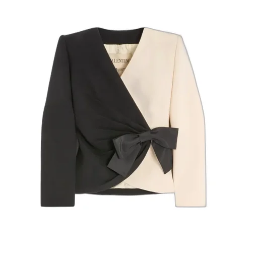 Wool Crepe Jacket With Contrasting Bow