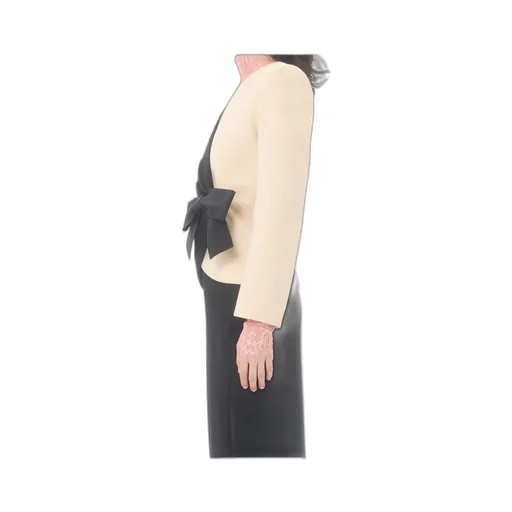 Wool Crepe Jacket With Contrasting Bow