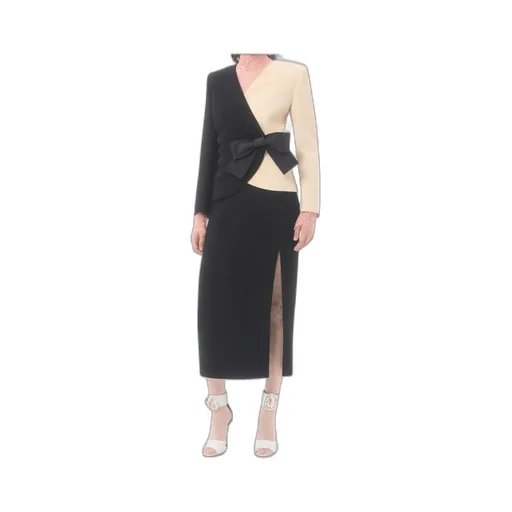 Wool Crepe Jacket With Contrasting Bow