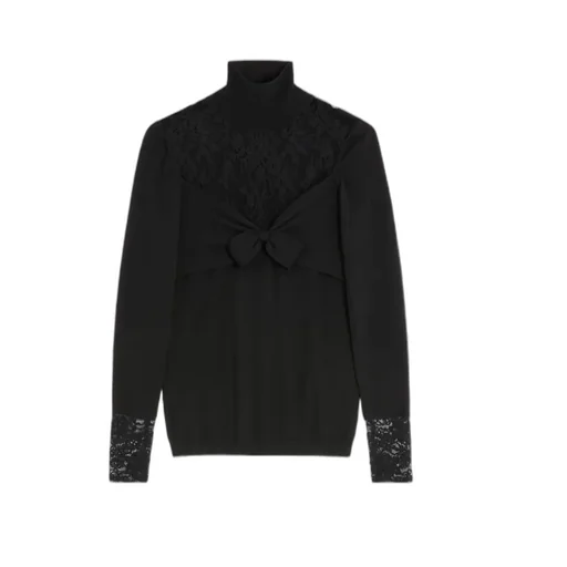 Valentino Lace-Panelled High Neck Top