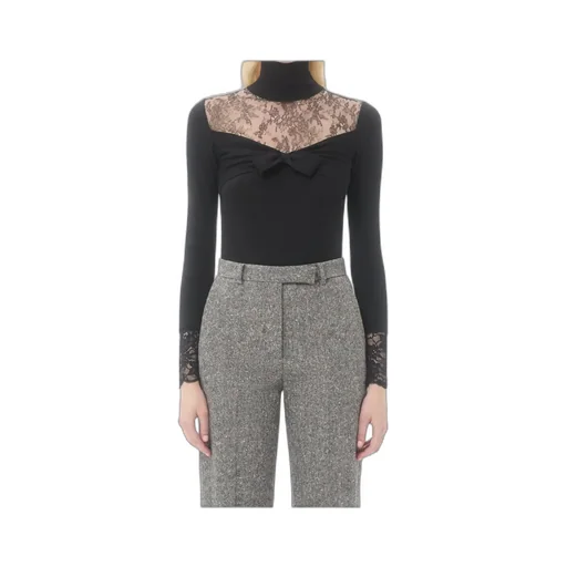 Valentino Lace-Panelled High Neck Top