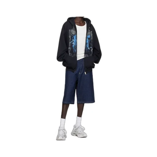Vetements Printed Drawstring Zipped Hoodie