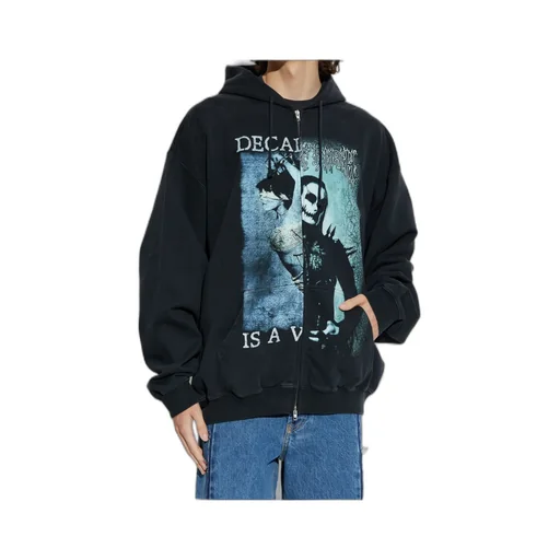 Graphic-Print Zip-Up Hoodie