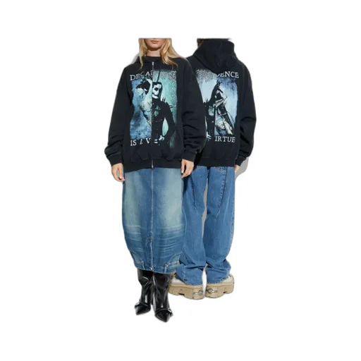 Graphic-Print Zip-Up Hoodie