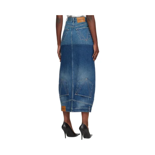 Upside-Down Denim Midi Skirt