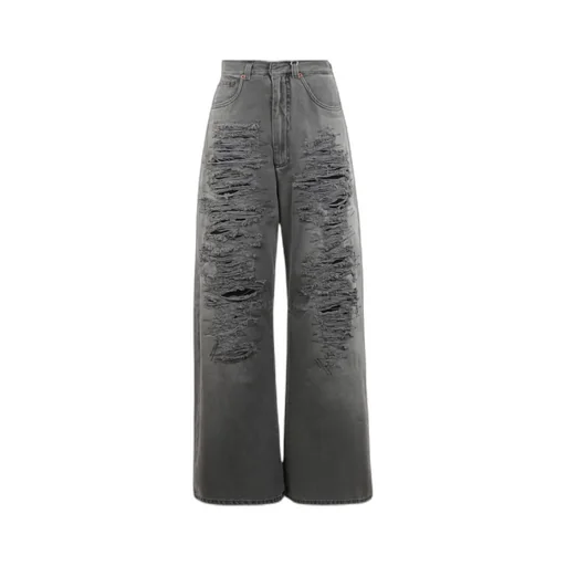 Mm6 Maison Margiela Wide Leg Distressed Jeans