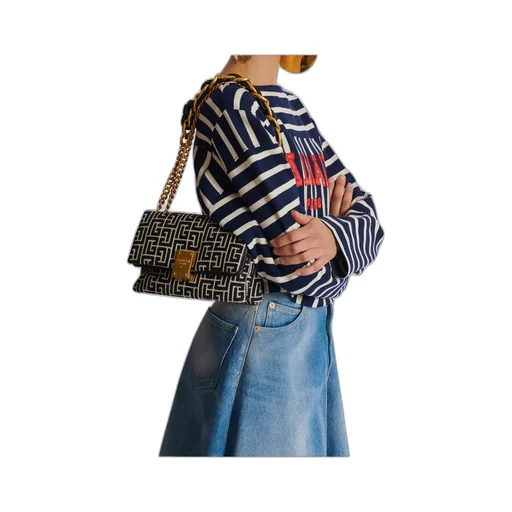 Balmain 1945 Soft Small Monogrammed Shoulder Bag