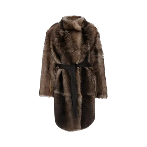 Yves Salomon Shearling Belted Coat