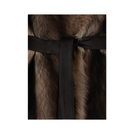 Yves Salomon Shearling Belted Coat