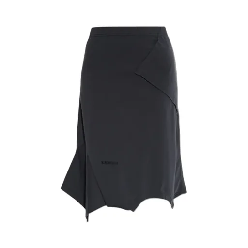 Asymmetrical-Hemline Midi Skirt