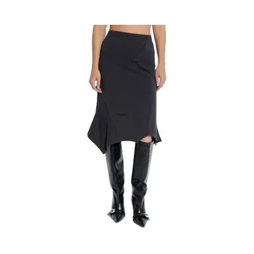 Asymmetrical-Hemline Midi Skirt