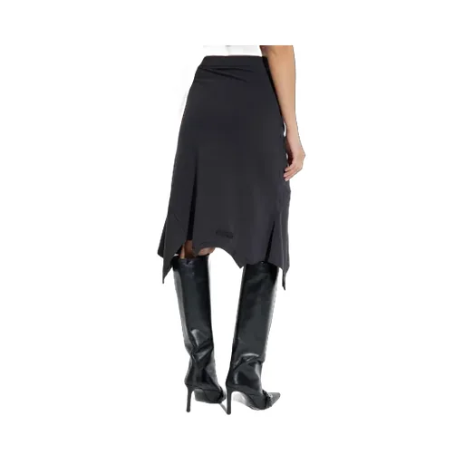 Asymmetrical-Hemline Midi Skirt