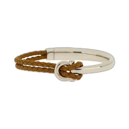 Leather And Brass Bracelet - Size 17