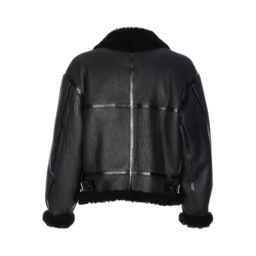 Long-Sleeved Leather Jacket