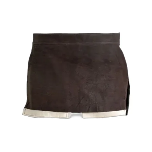 Rear-Zip Suede Skirt