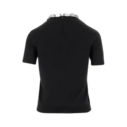 Valentino	Embellished-Collar Short-Sleeved Jumper