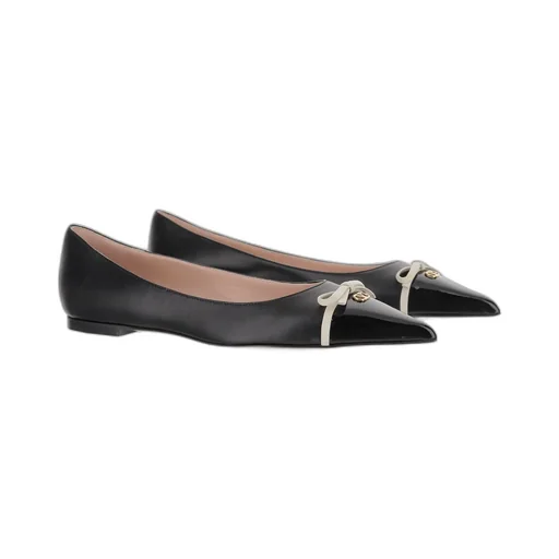 Contrast-Bow Ballet Flats