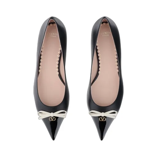 Contrast-Bow Ballet Flats