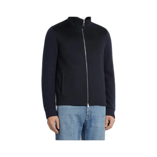Panelled Zip-Up Cardigan