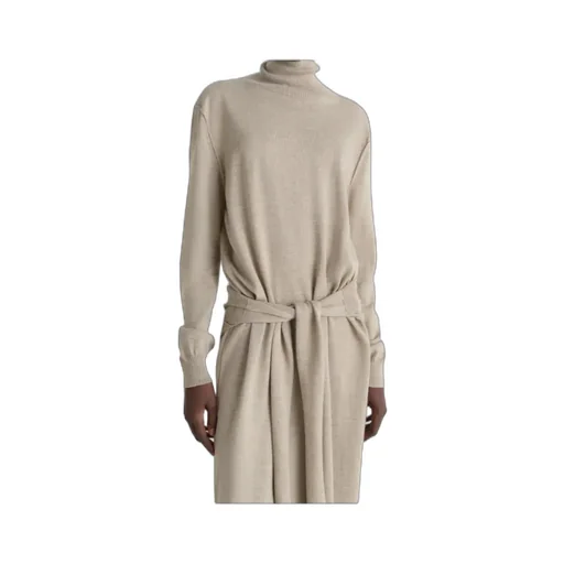 Lemaire Trompe L'oeil Turtleneck Belted Midi Dress