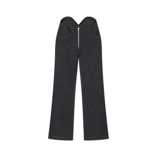 Uneven Thigh-Rise Wide-Leg Jeans