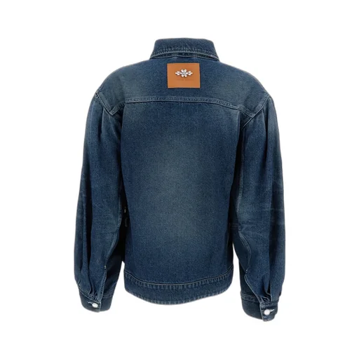 Pearl-Embellished Belted Denim Jacket