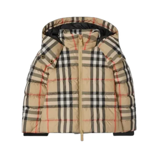Check Hooded Puffer Jacket