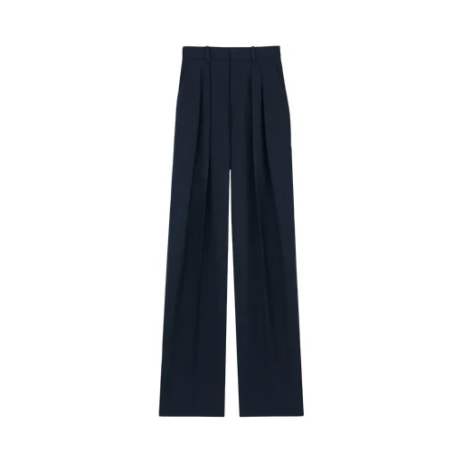 Wool Gabardine Wide-Leg Trousers