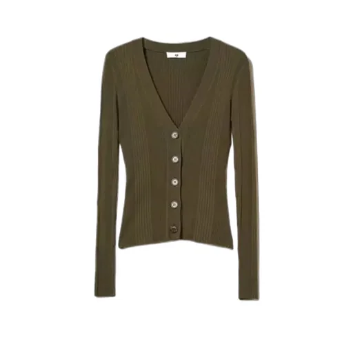 Rib-Knit Button Cardigan