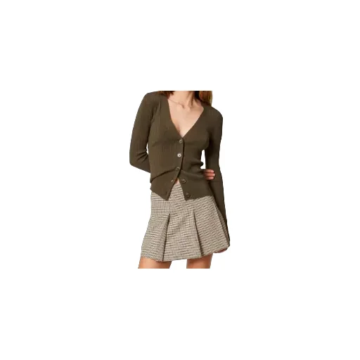 Rib-Knit Button Cardigan