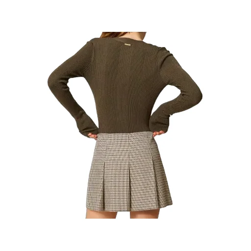 Rib-Knit Button Cardigan
