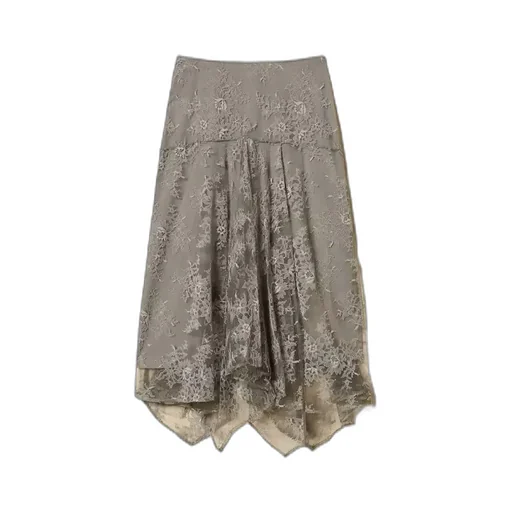 Lace Asymmetric Midi Skirt
