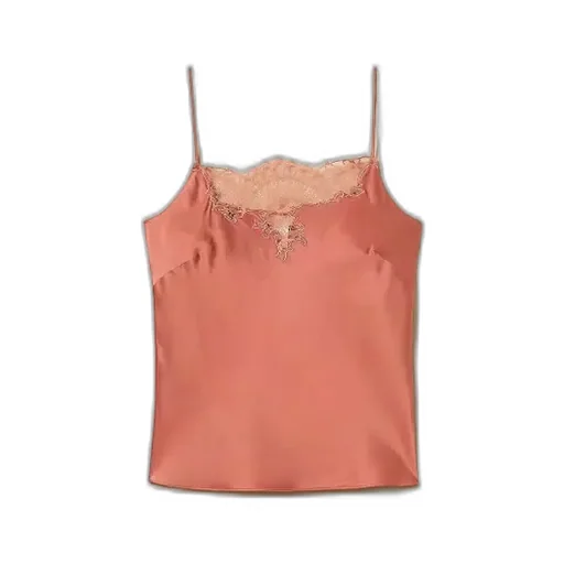 Lace-Trimmed Satin Top