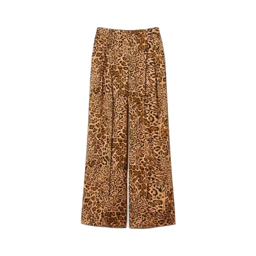 Pleated Leopard-Print Trousers
