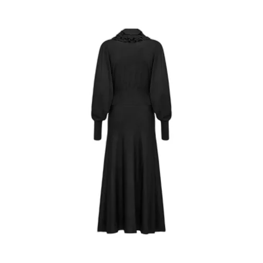 Mid-Length Dress With Removable Ruched Collar