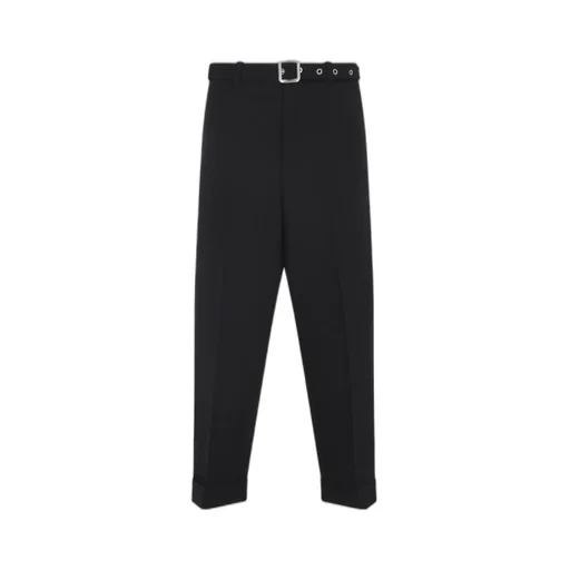 Belted Wool Canvas Trousers