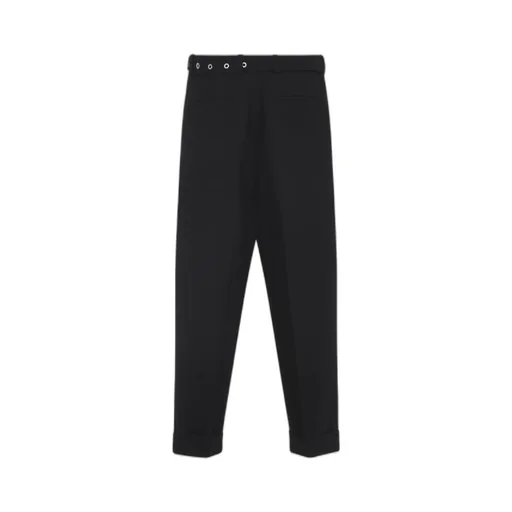 Belted Wool Canvas Trousers