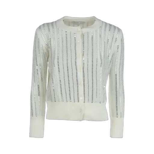 Sequin-Embellished Ribbed Cardigan