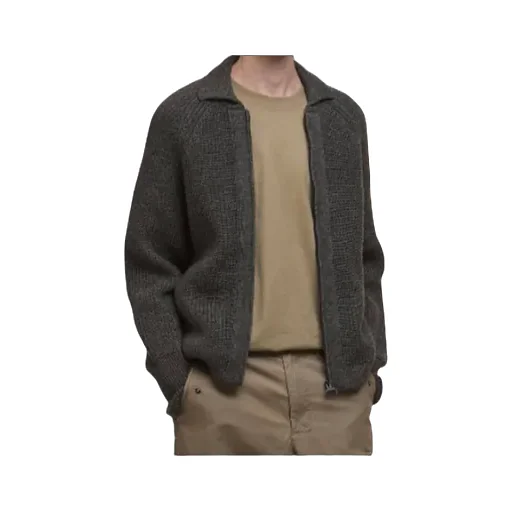 Zip-Fastening Ribbed-Knit Cardigan