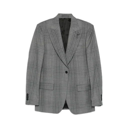 Checked Single-Breasted Blazer