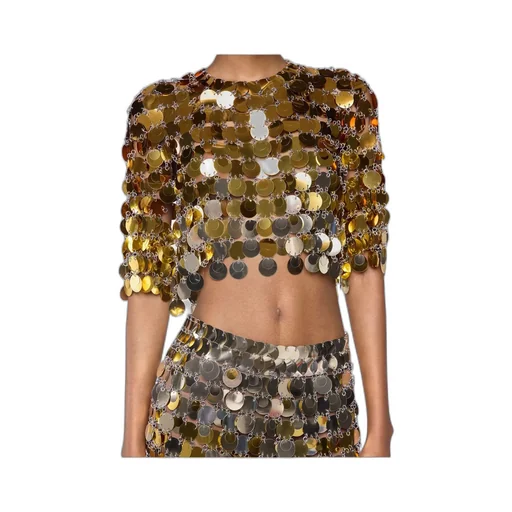 Chainmail-Embellished Cropped Top