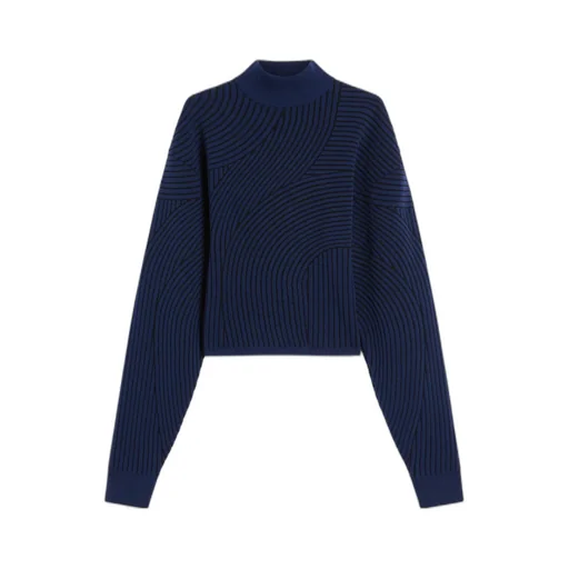 Febo Wave-Pattern High-Neck Sweater