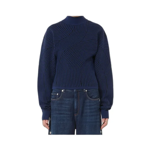 Febo Wave-Pattern High-Neck Sweater
