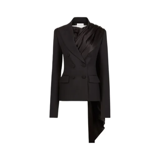 Draped-Scarf Blazer